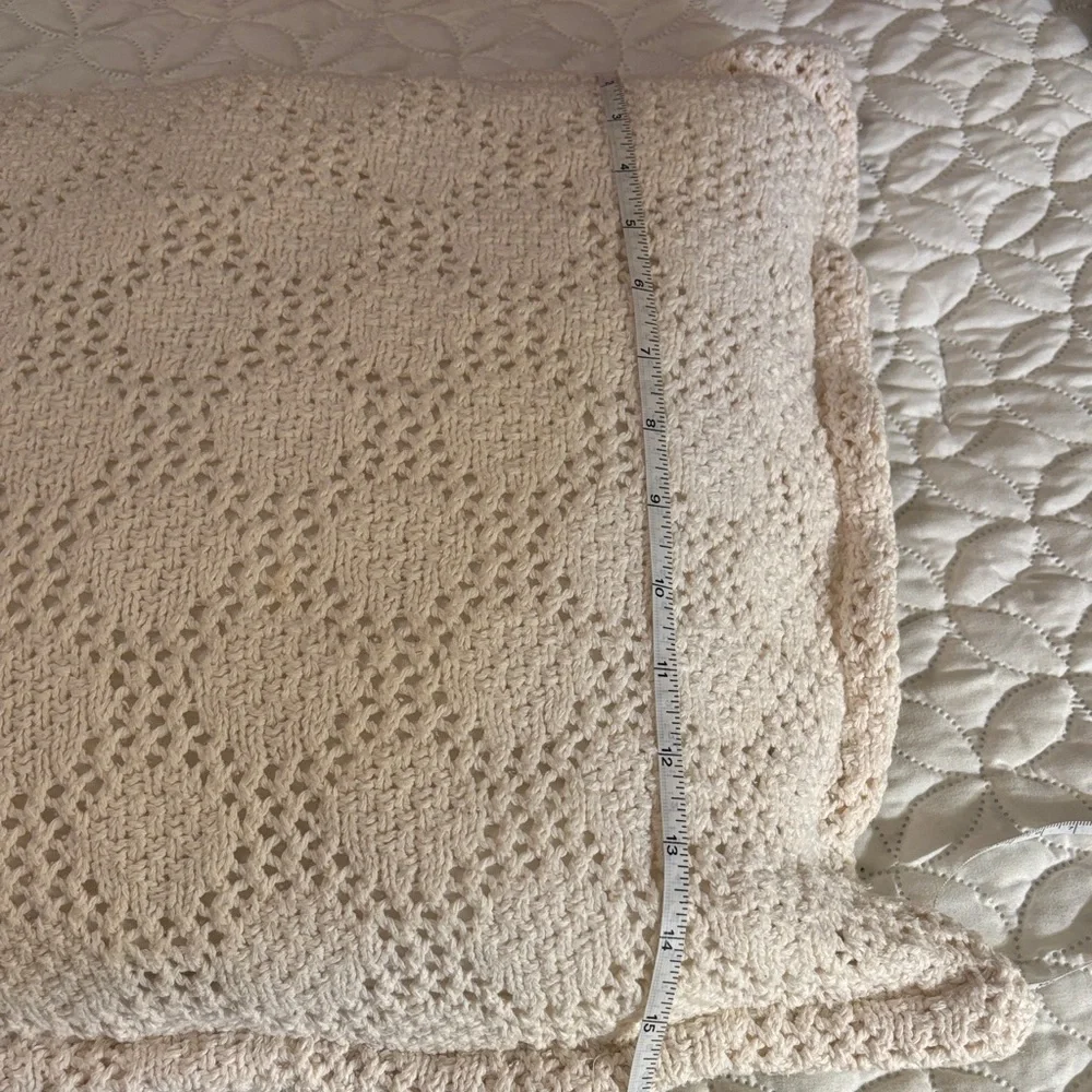 Floppy Comfy Cream Cotton Crocheted Accent Pillow